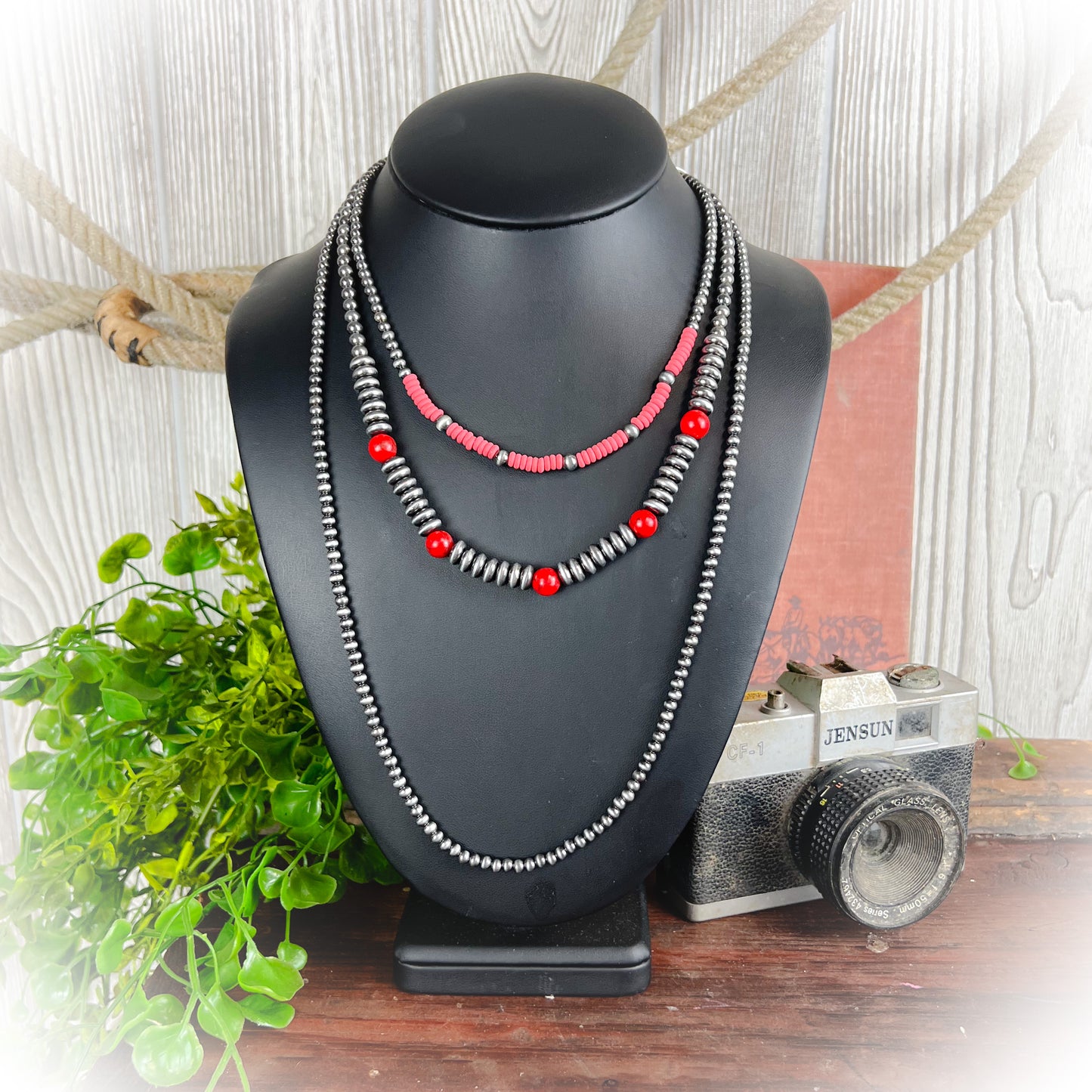 Tell Them All Western Layered Necklace - Red