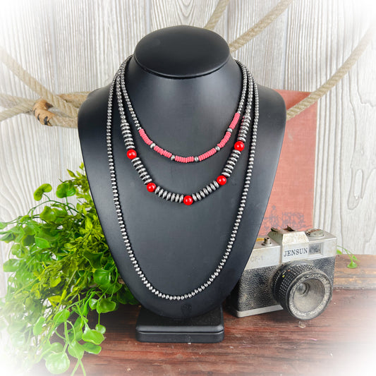 Tell Them All Western Layered Necklace - Red