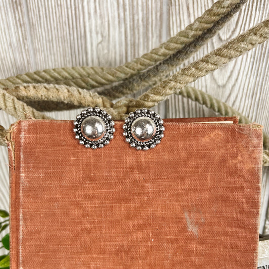Western Silver Ball Stud Earrings – 1 Inch Everyday Studs
