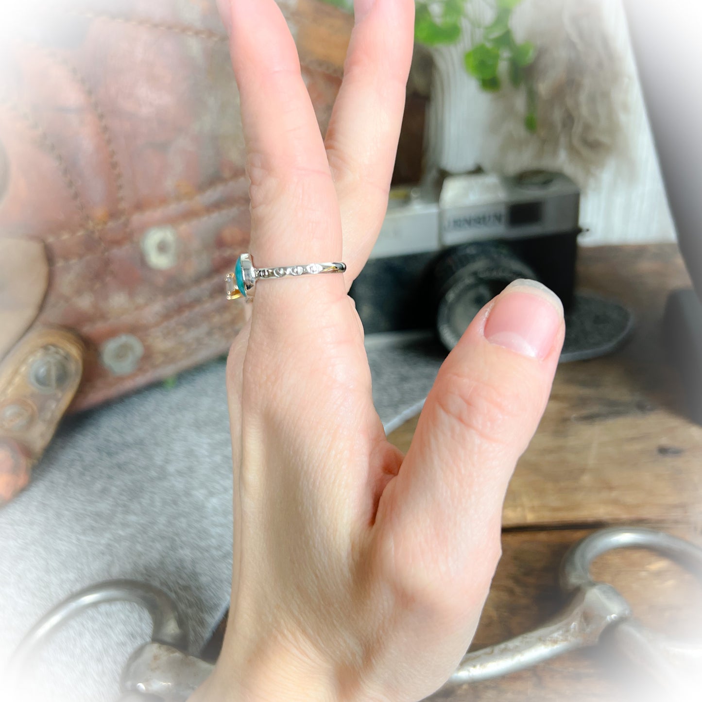 Lina - Sterling Silver & Authentic Turquoise Stone Ring
