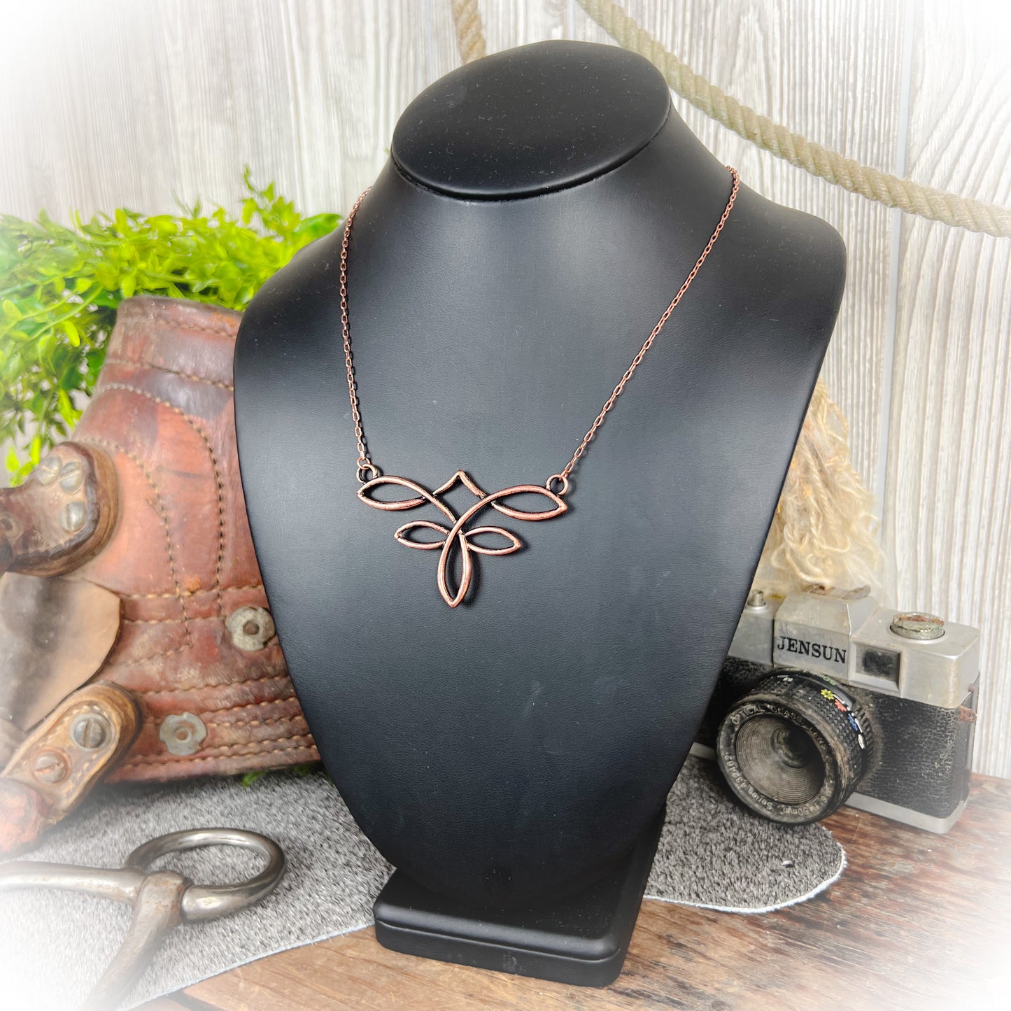 All Laced Up Boot Stitch Necklace - Bronze