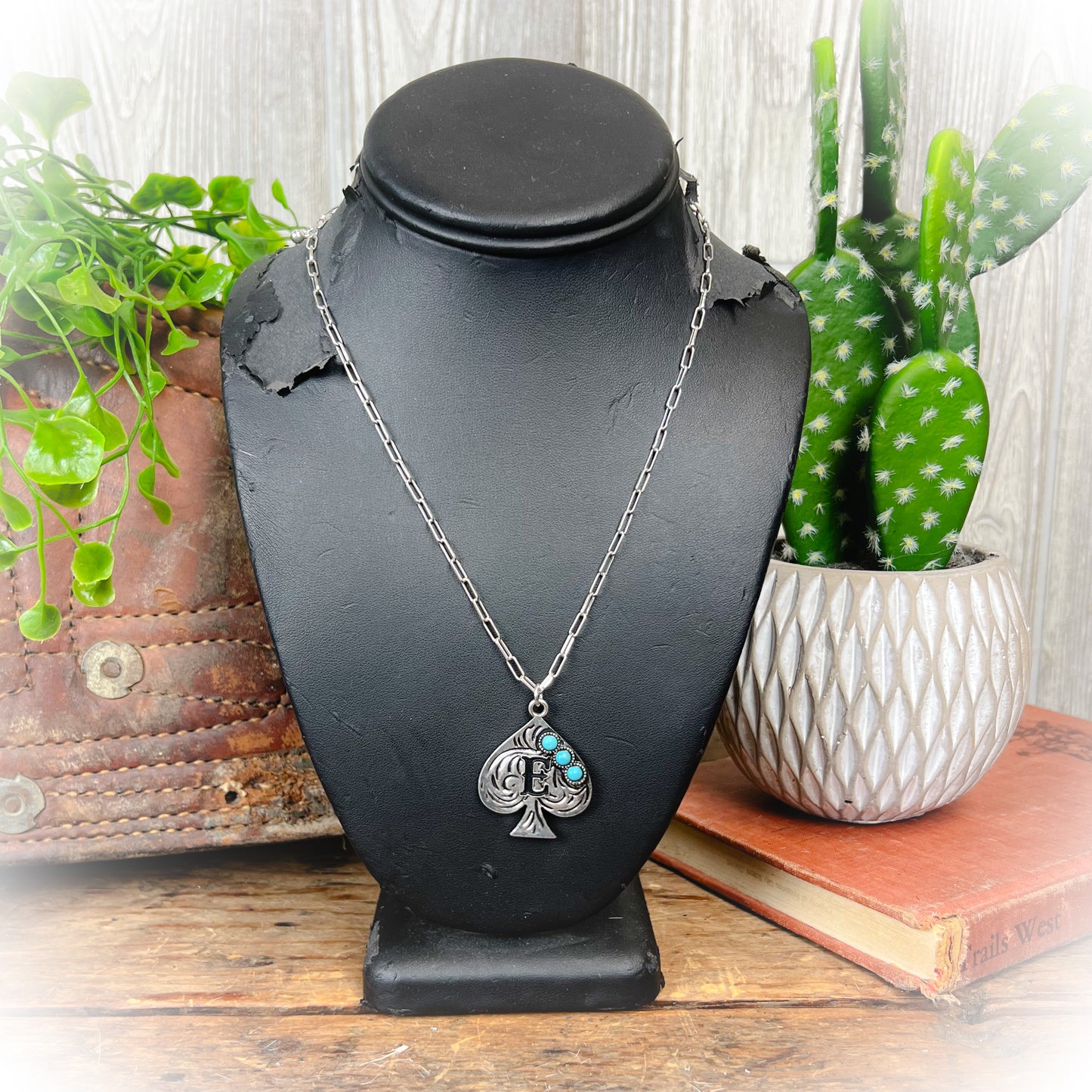 Western Spade Initial Necklace