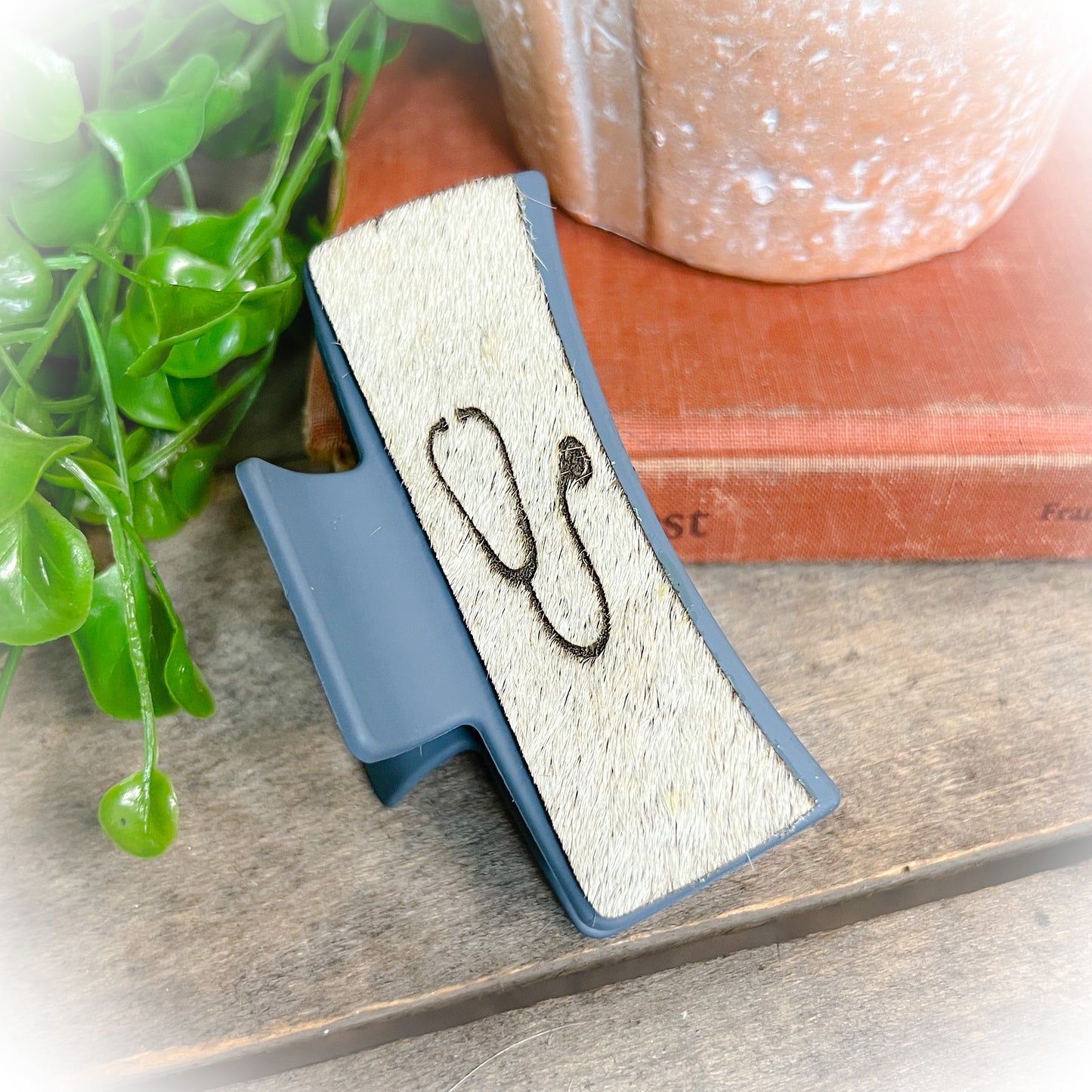 Stethoscope Cowhide Claw Clips