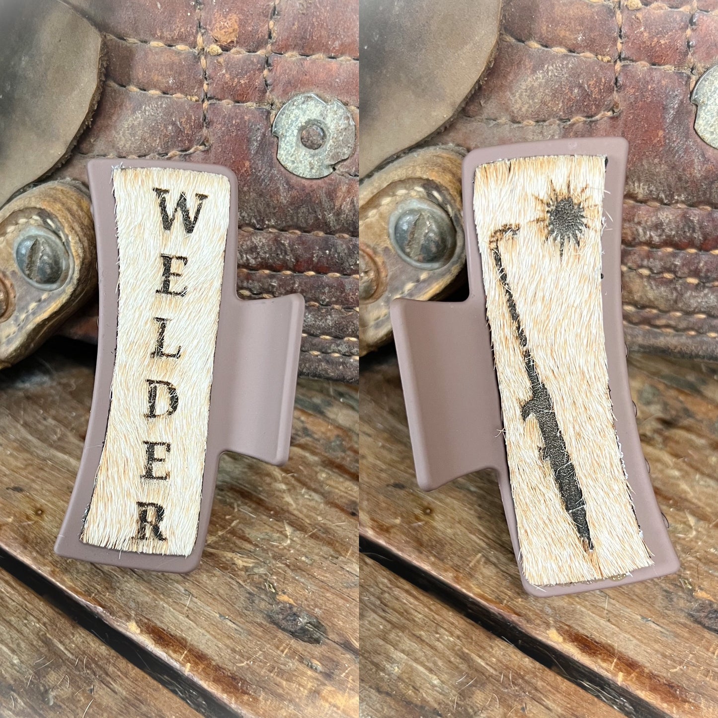 Welder Western Cowhide Claw Clips