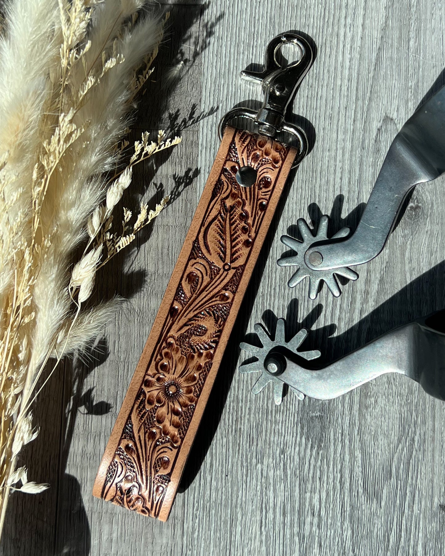Tooled Leather Keychain