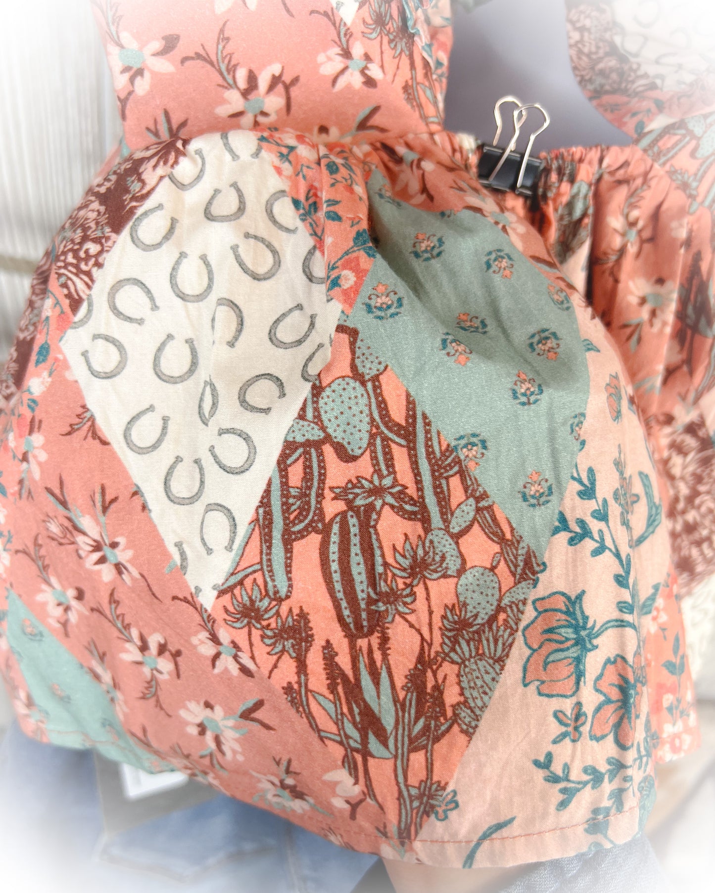 Patchwork Print Flutter Top