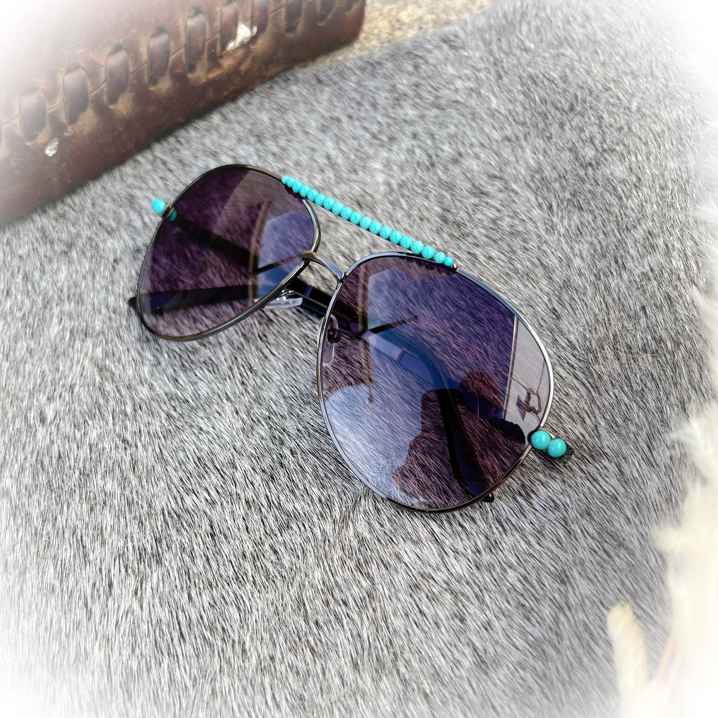 Aviator Western Boho Turquoise Stone Sunglasses