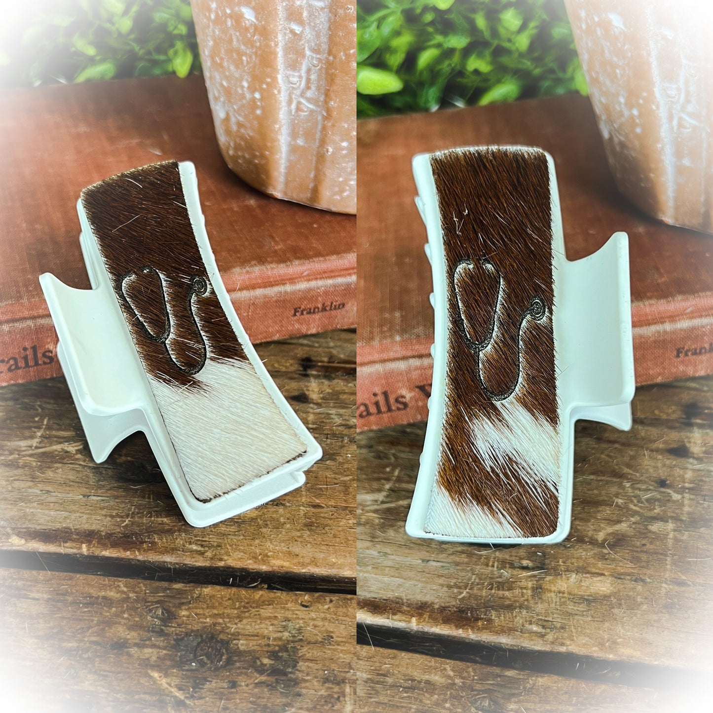 Stethoscope Cowhide Claw Clips