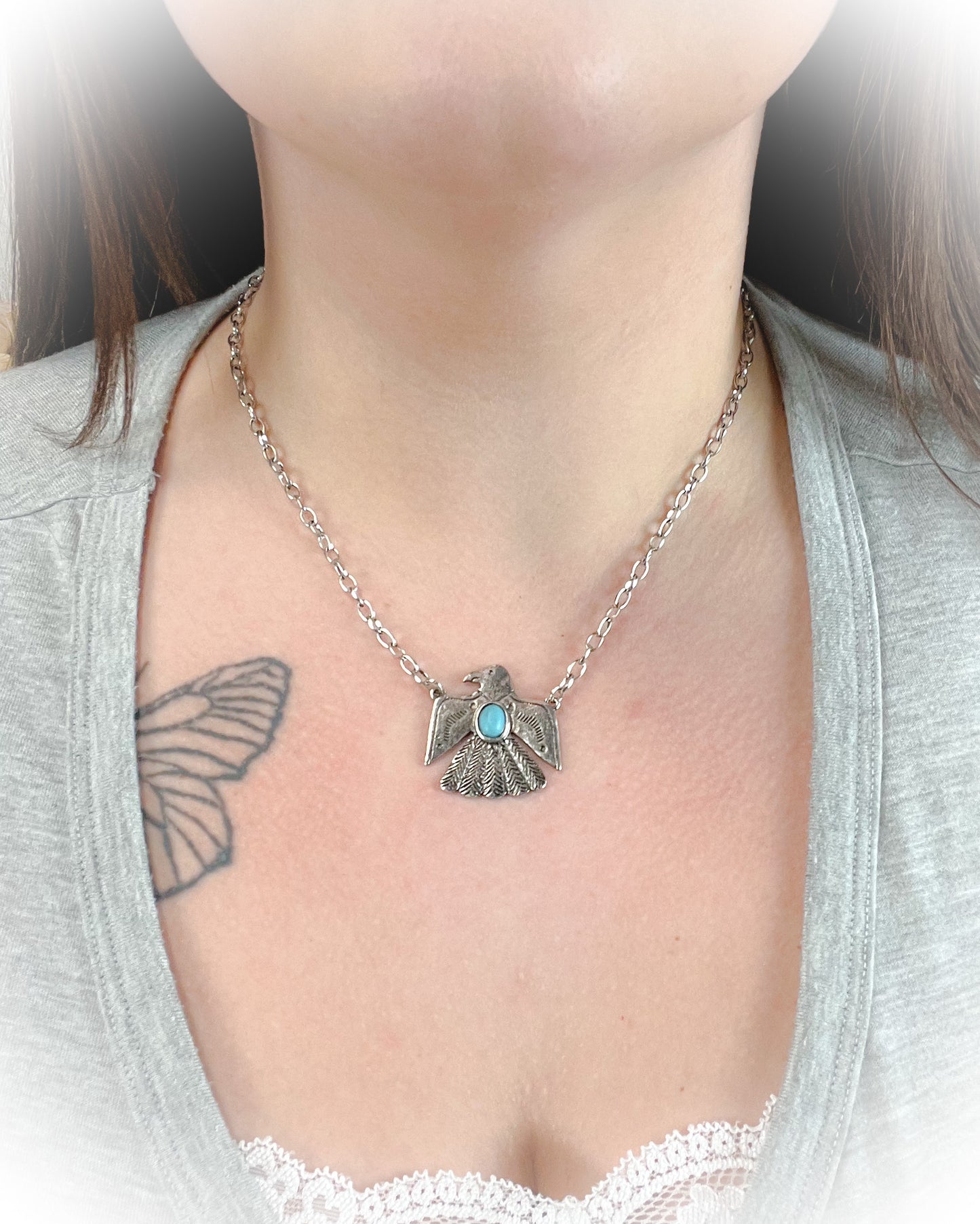 Thunderbird Pendant Necklace - Turquoise