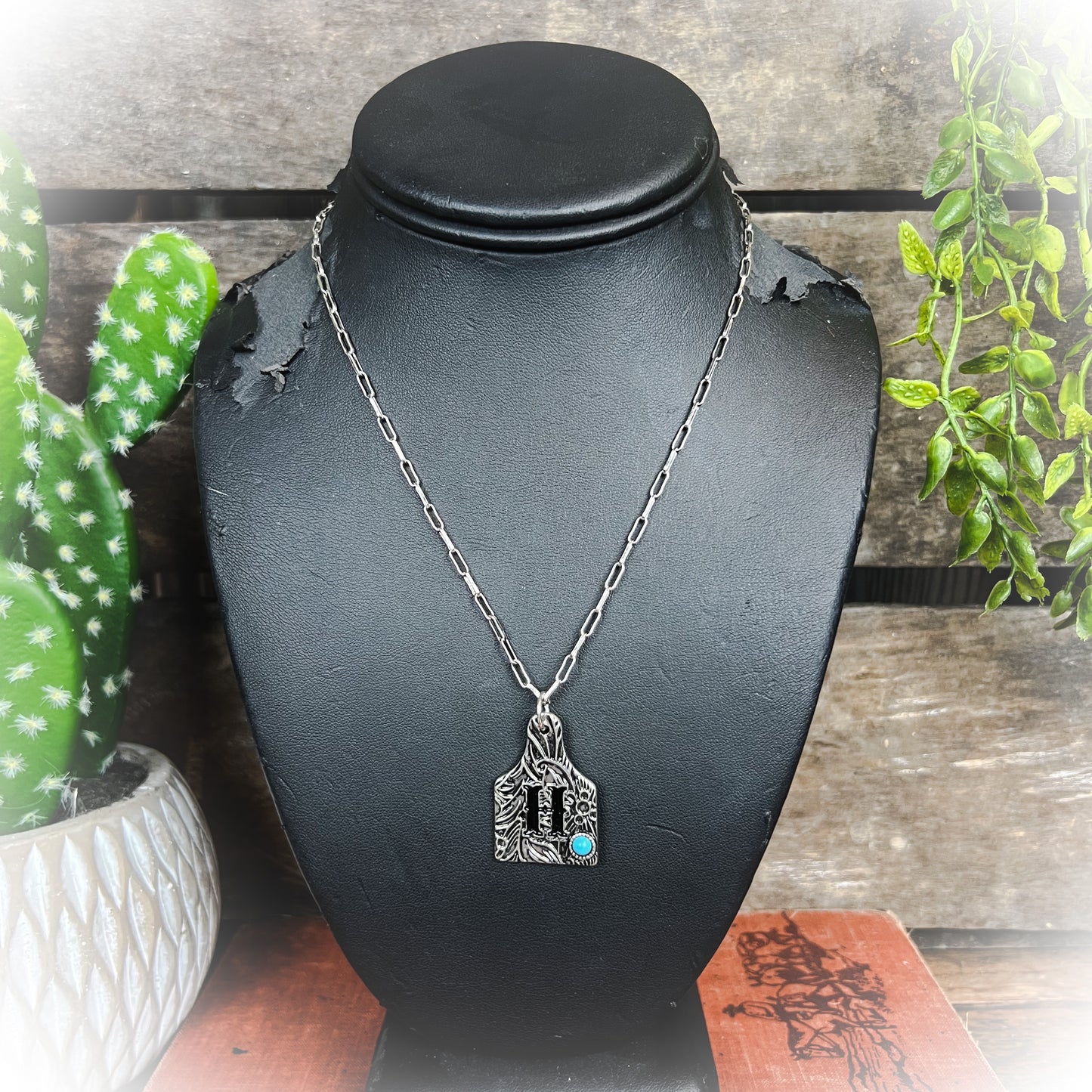 Cow Tag Initial Necklace