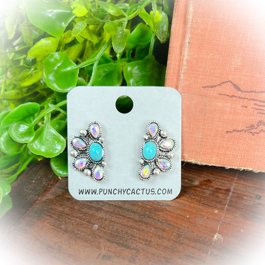 Maybe Later Western Turquoise Stud Earrings