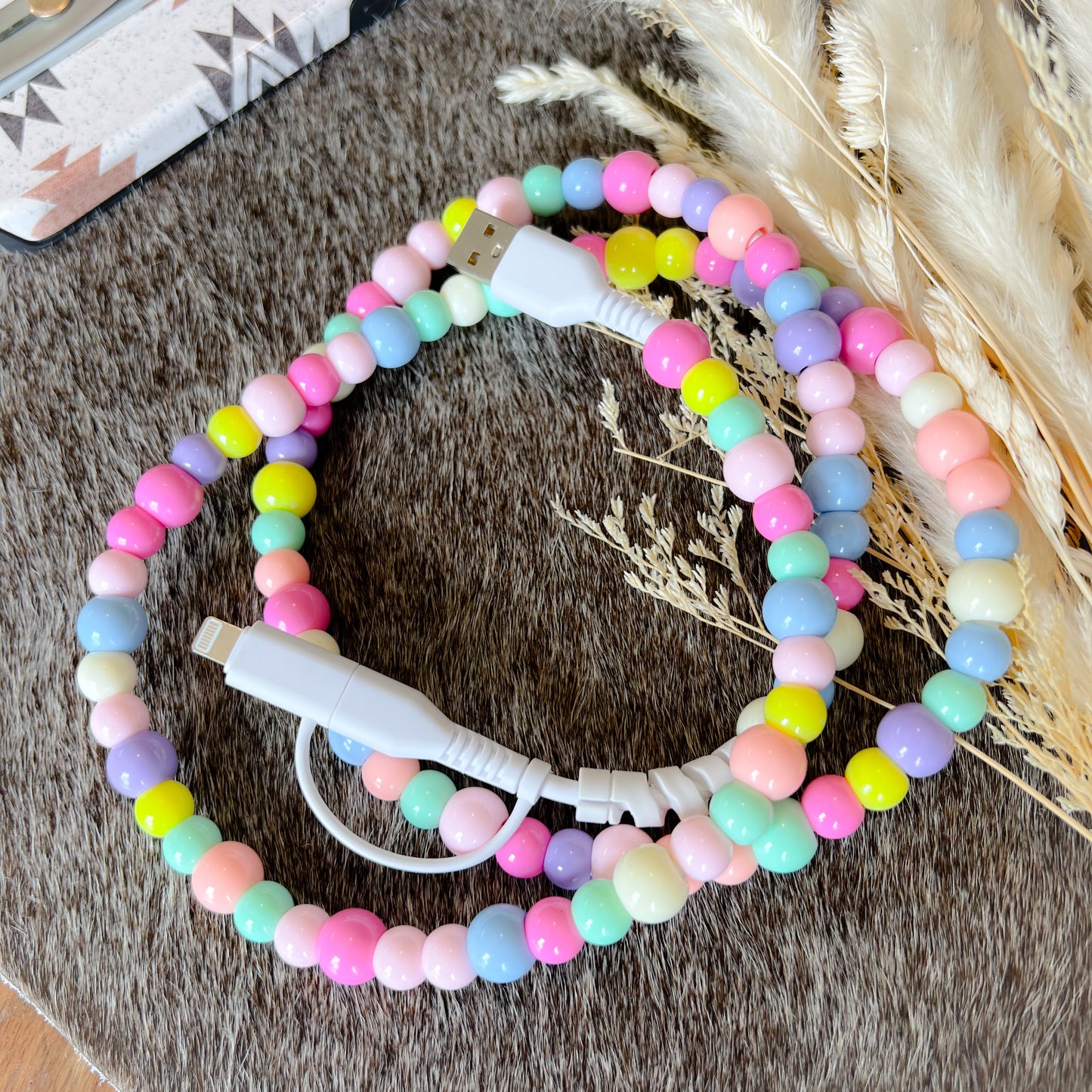 Colorful Candy Beaded Charging Cord