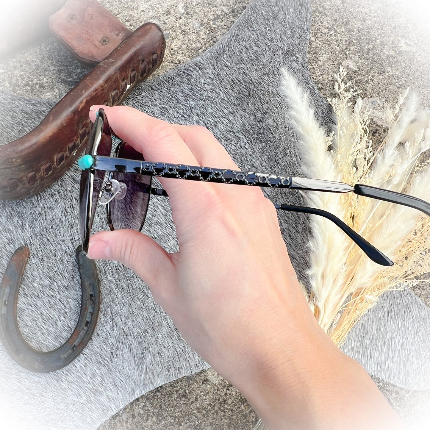 Aviator Western Boho Turquoise Stone Sunglasses