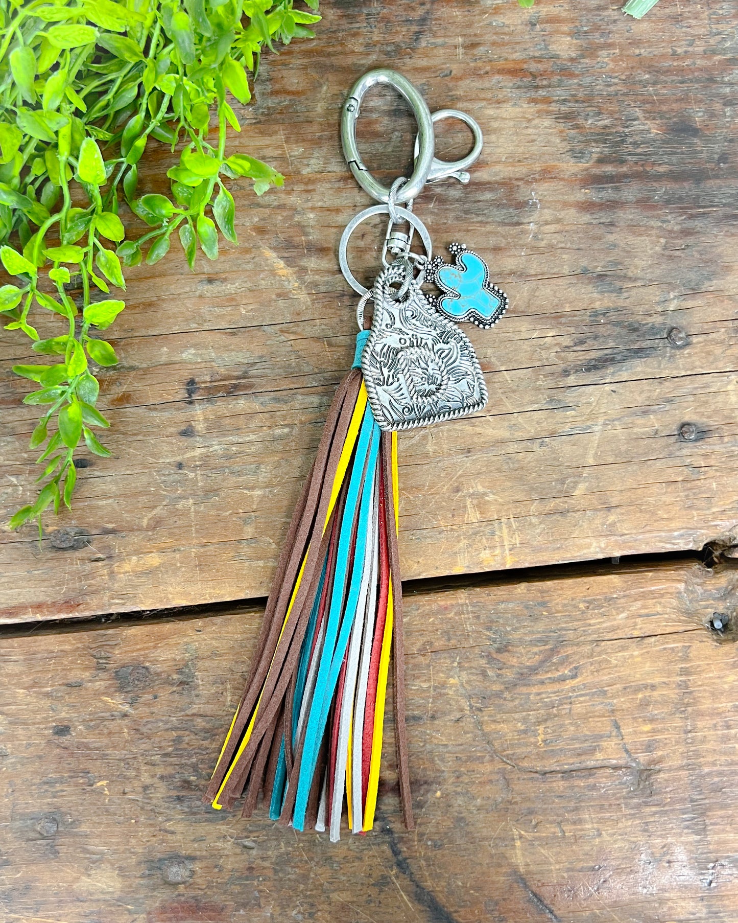 Cow Tag Initial Keychain