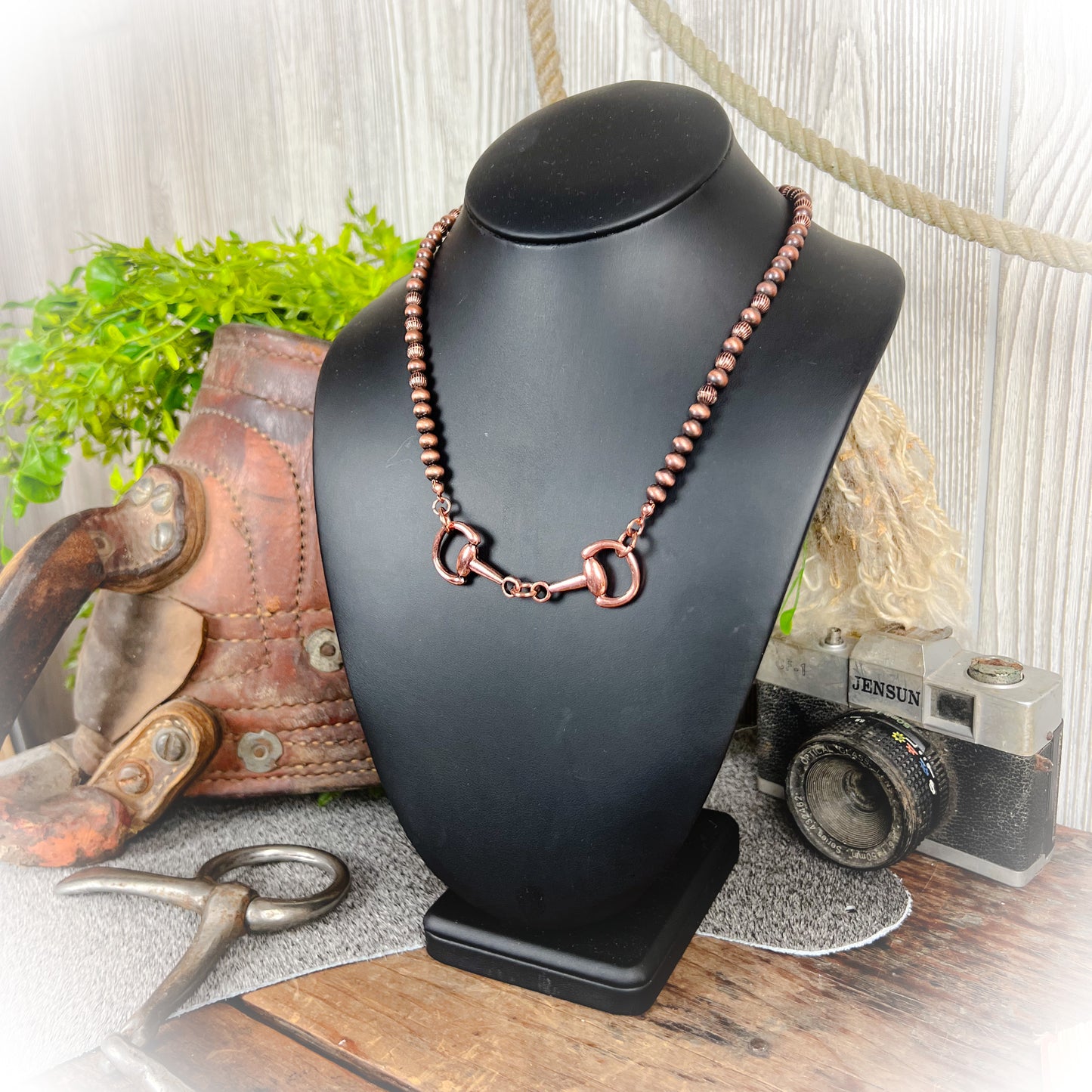 Western Broken Horse Bit Necklace - Bronze