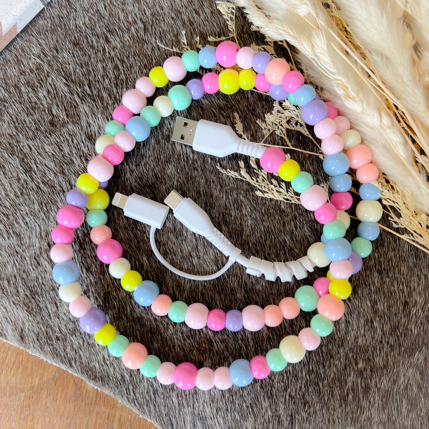 Colorful Candy Beaded Charging Cord
