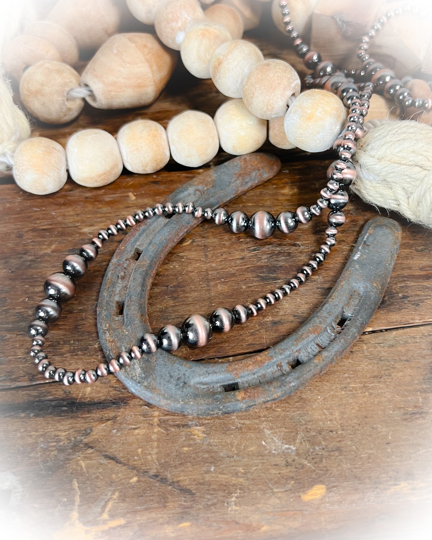Graduated Navajo Style Pearl Long Necklace - Multiple Colors