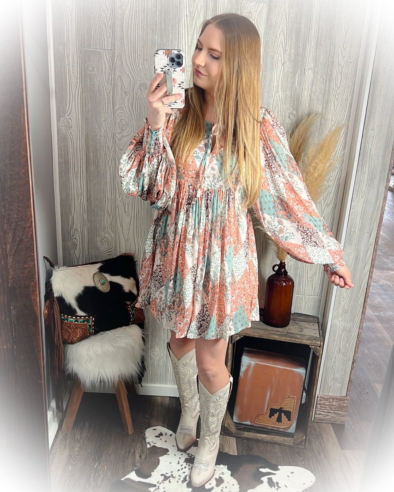 Patchwork Print Mini Dress