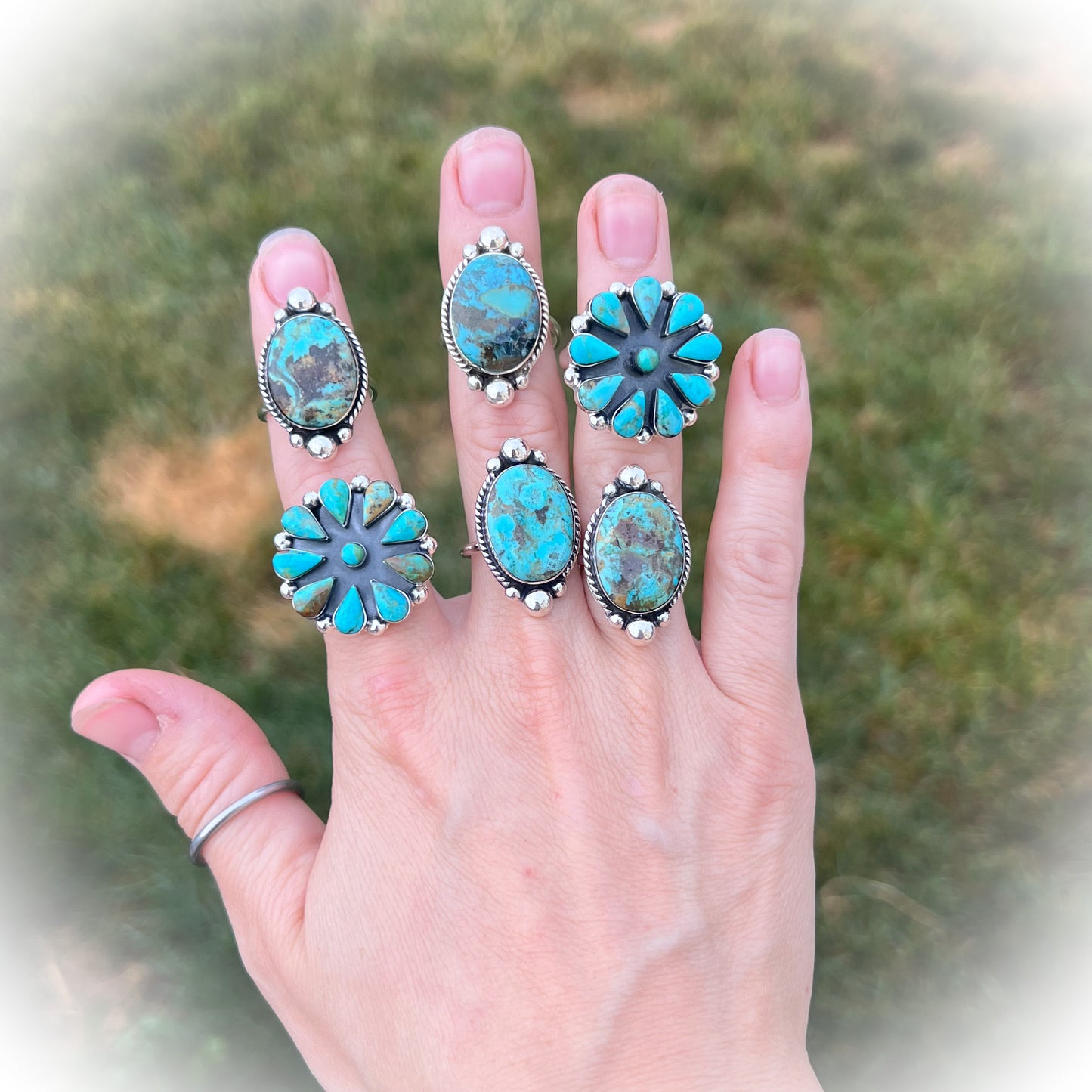 Wilma Jane Western Sterling Silver & Authentic Turquoise Adjustable Ring