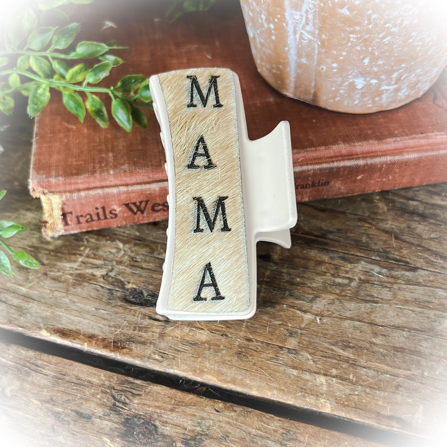 Mama Western Cowhide Claw Clips