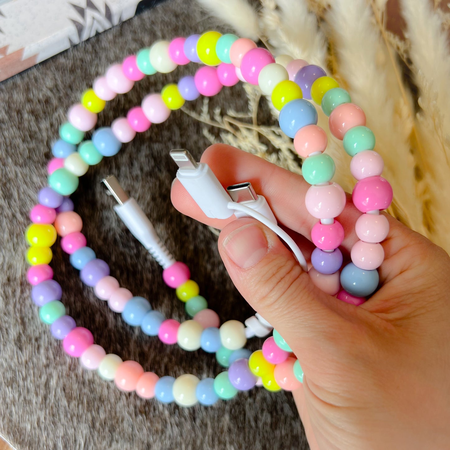 Colorful Candy Beaded Charging Cord
