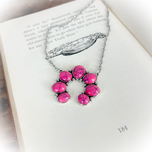 Hot Pink Squash Blossom Pendant Necklace