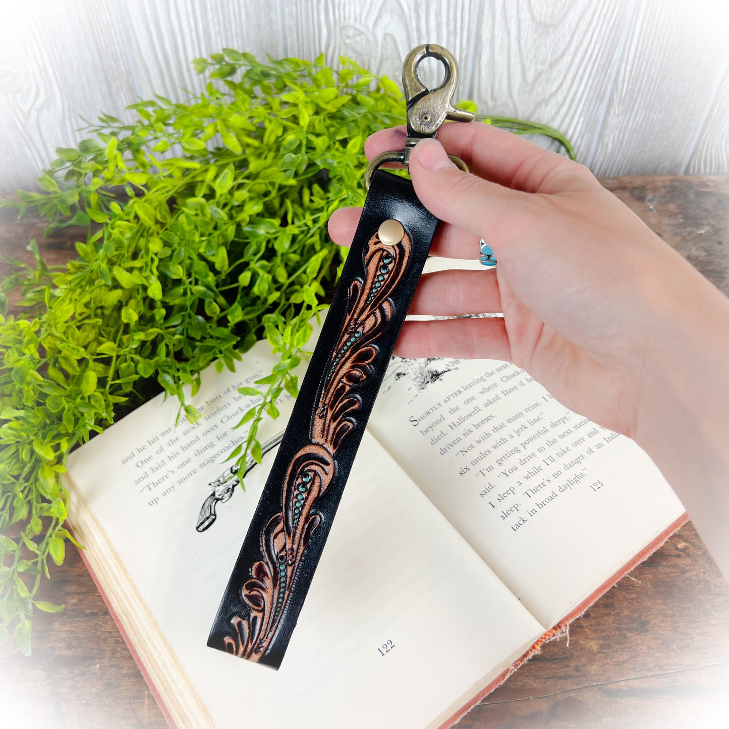 Blacksmith Trail Tooled Leather Keychain