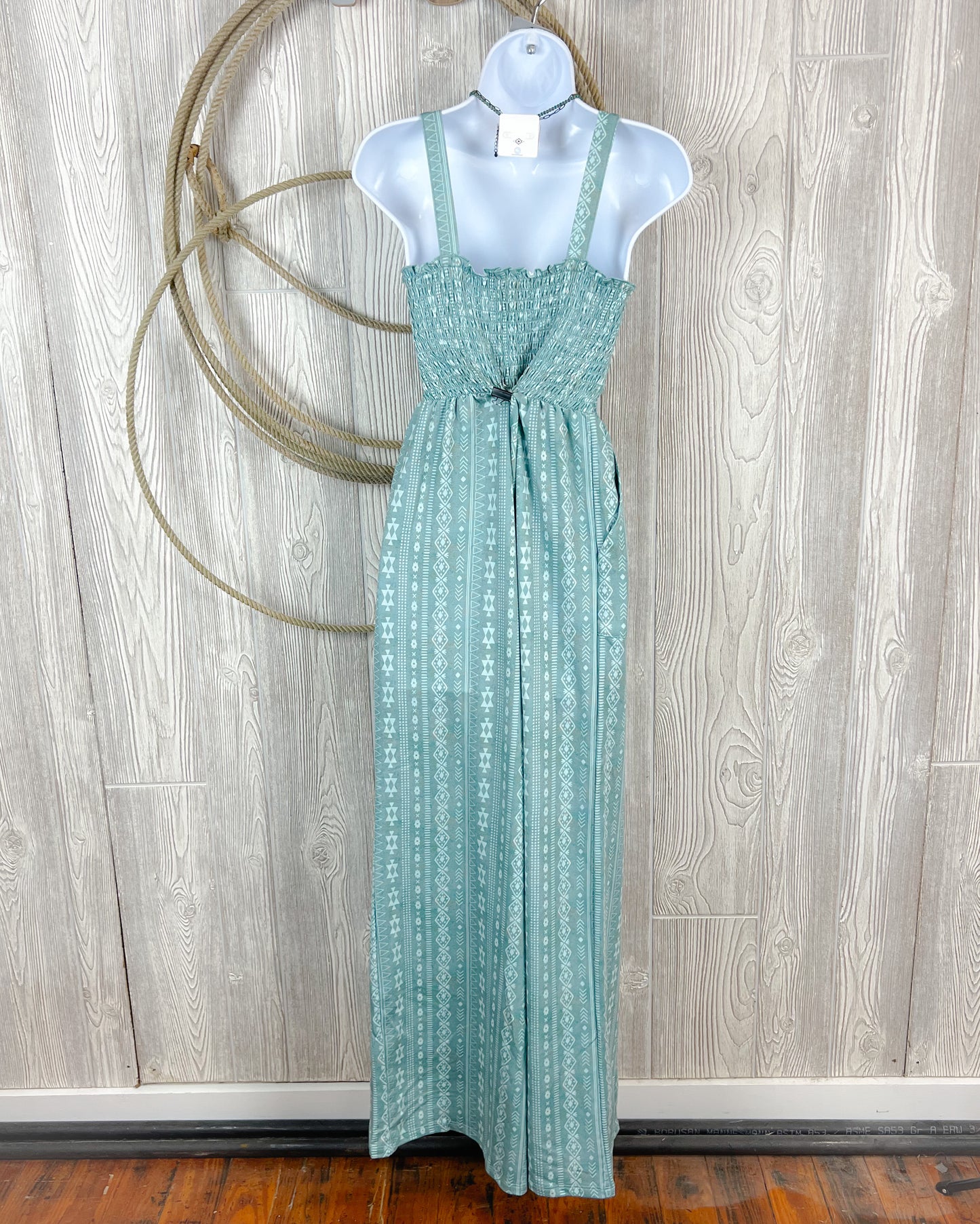 Turquoise Trails Smocked Jumpsuit – Western Aztec