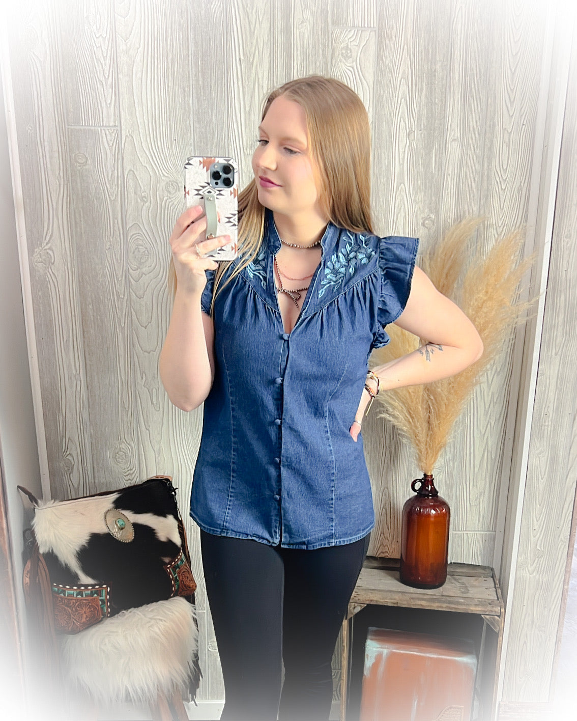 Modest Flutter Sleeve Western Top