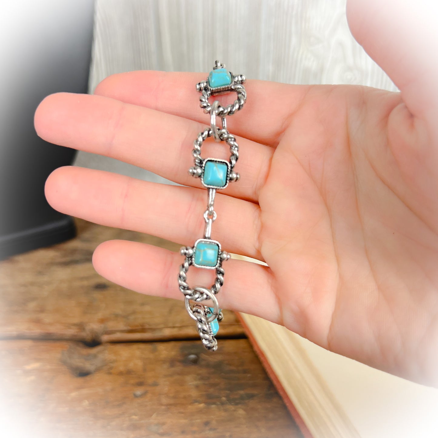 Western Rope Horse Bit Bracelet – Turquoise
