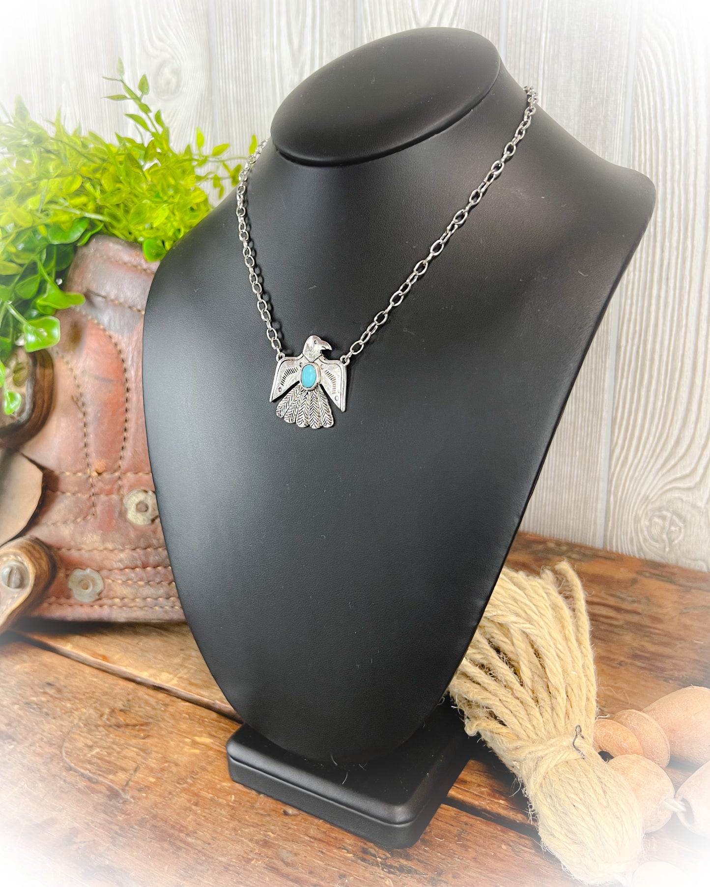 Thunderbird Pendant Necklace - Turquoise