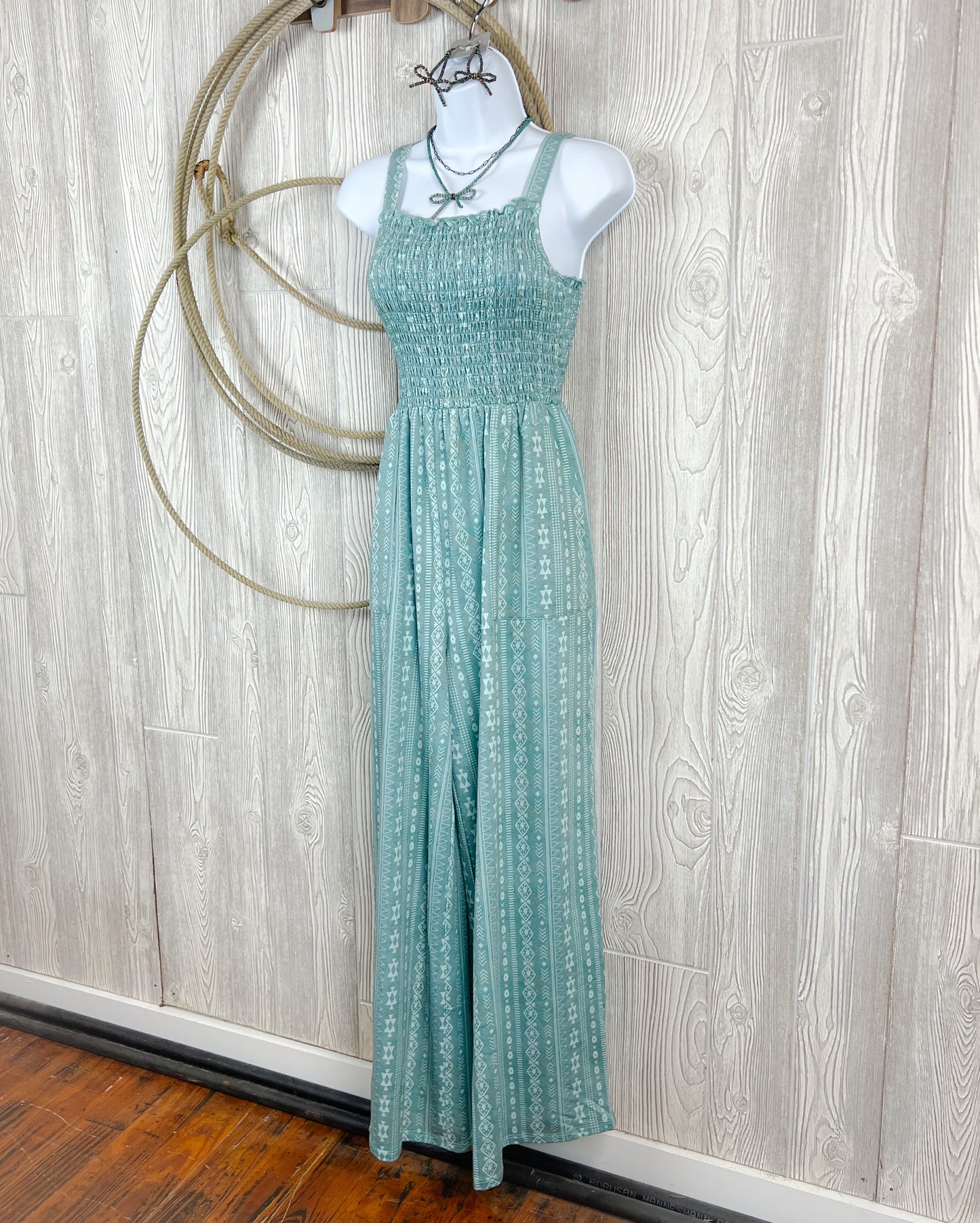 Turquoise Trails Smocked Jumpsuit – Western Aztec