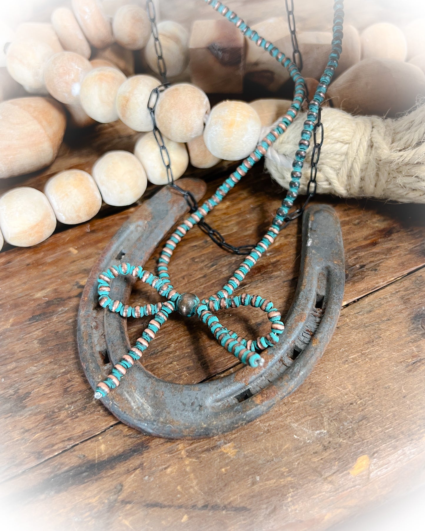 Navajo Style Pearl Bow Layered Necklace - Multiple Colors