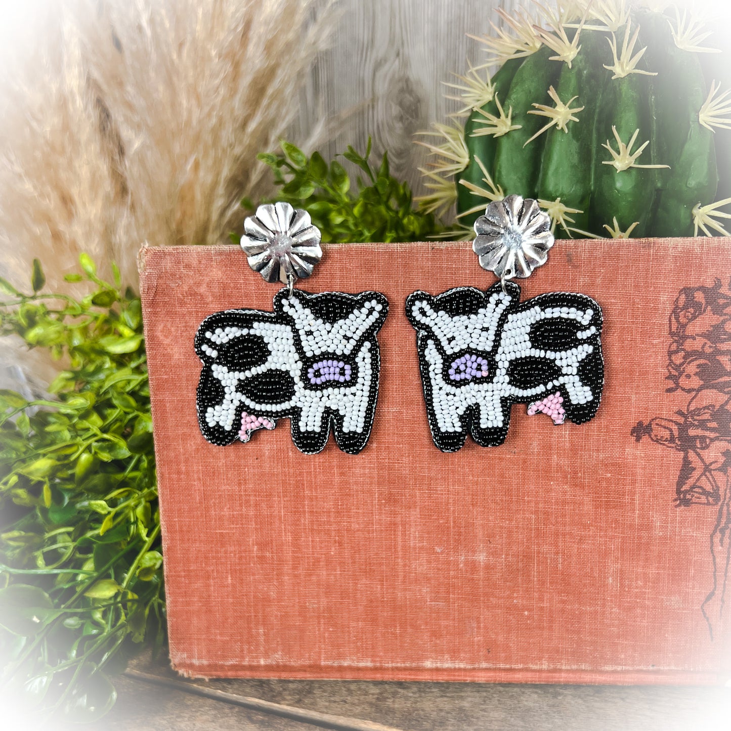 Cow Beaded Earrings