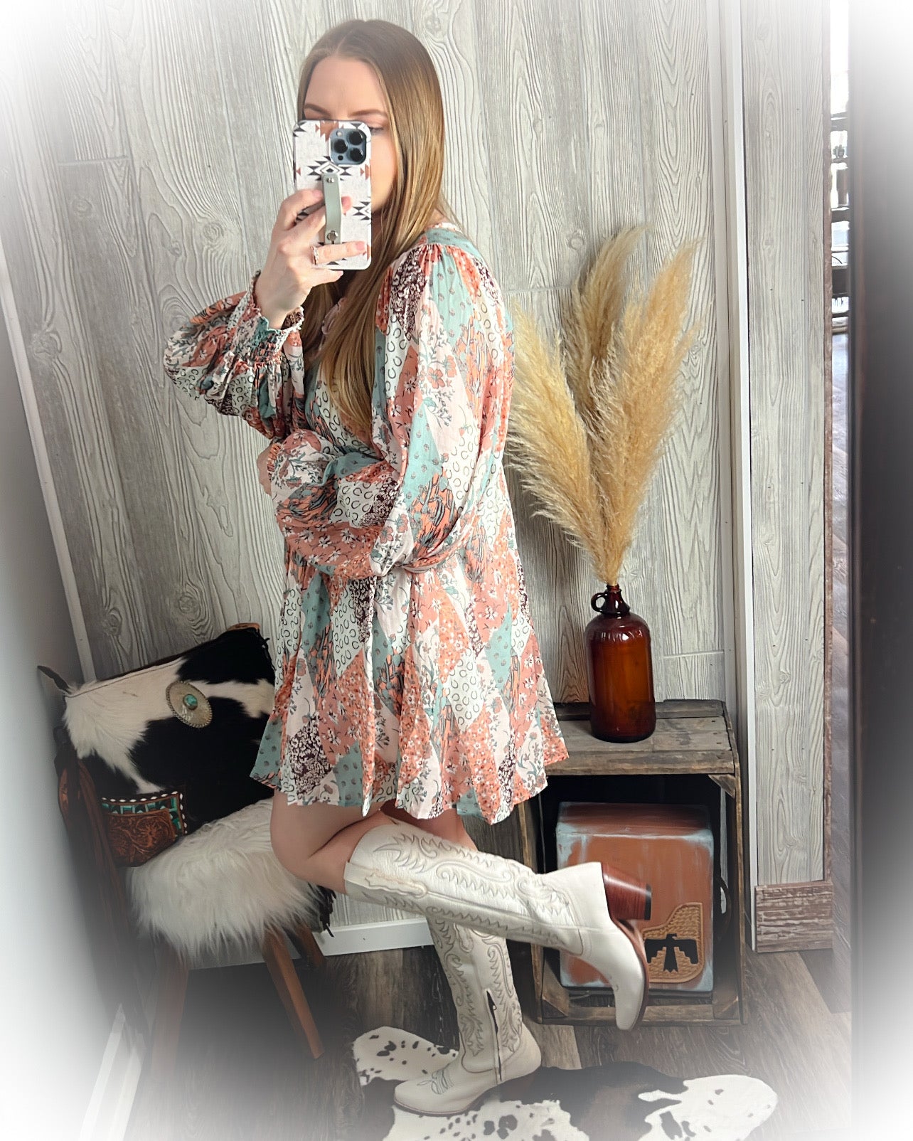 Patchwork Print Mini Dress