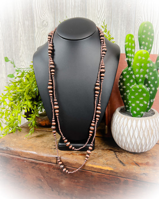 Graduated Navajo Style Pearl Long Necklace - Multiple Colors