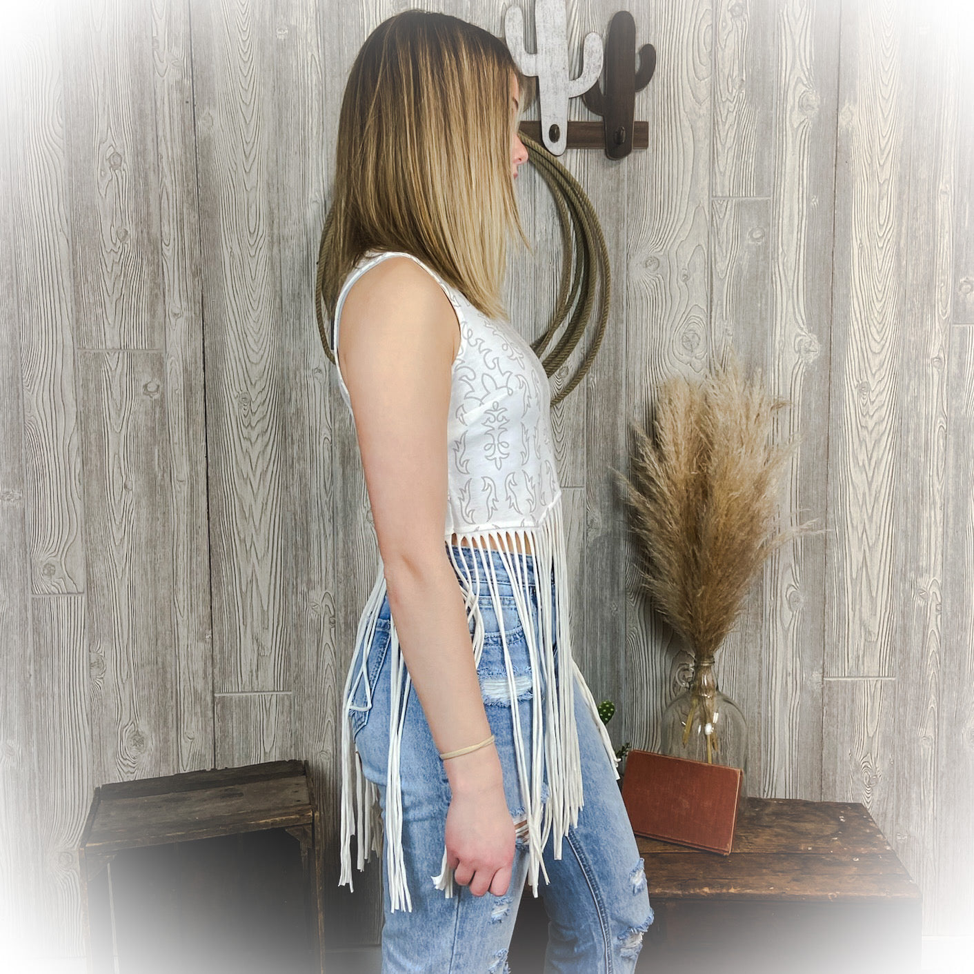 Boot Stitch Fringe Top