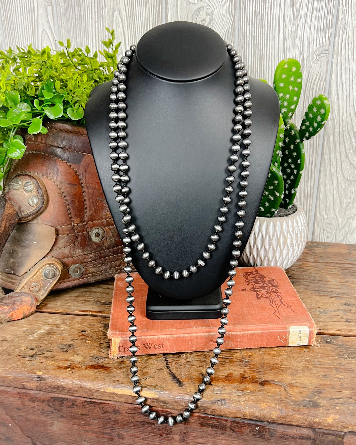 Navajo Style Pearl Long Necklace - 60" - Multiple Colors