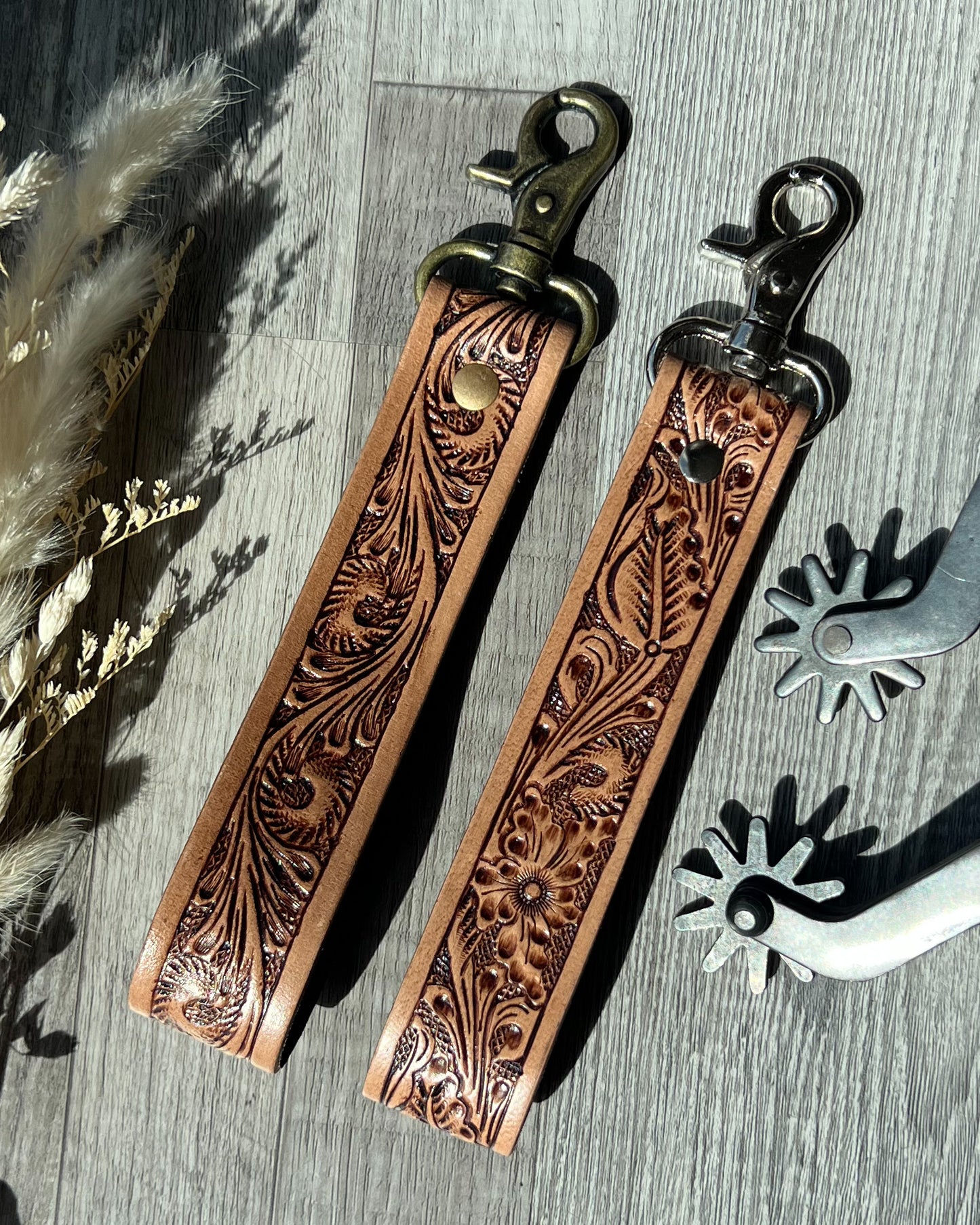 Tooled Leather Keychain