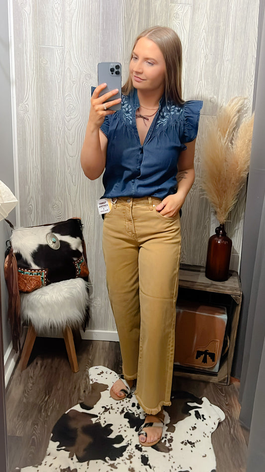 Modest Flutter Sleeve Western Top