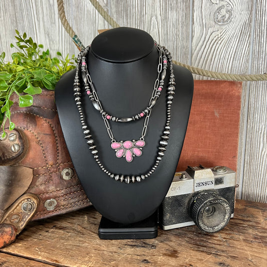 Liars Western Layered Necklace - Pink