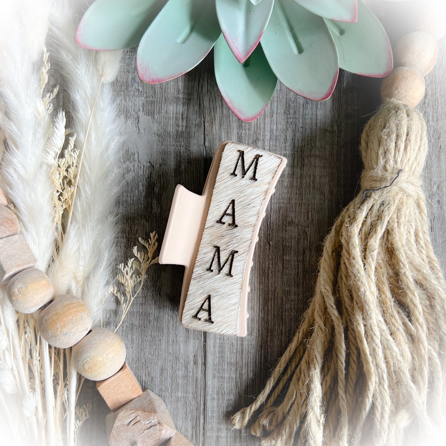 Mama Western Cowhide Claw Clips