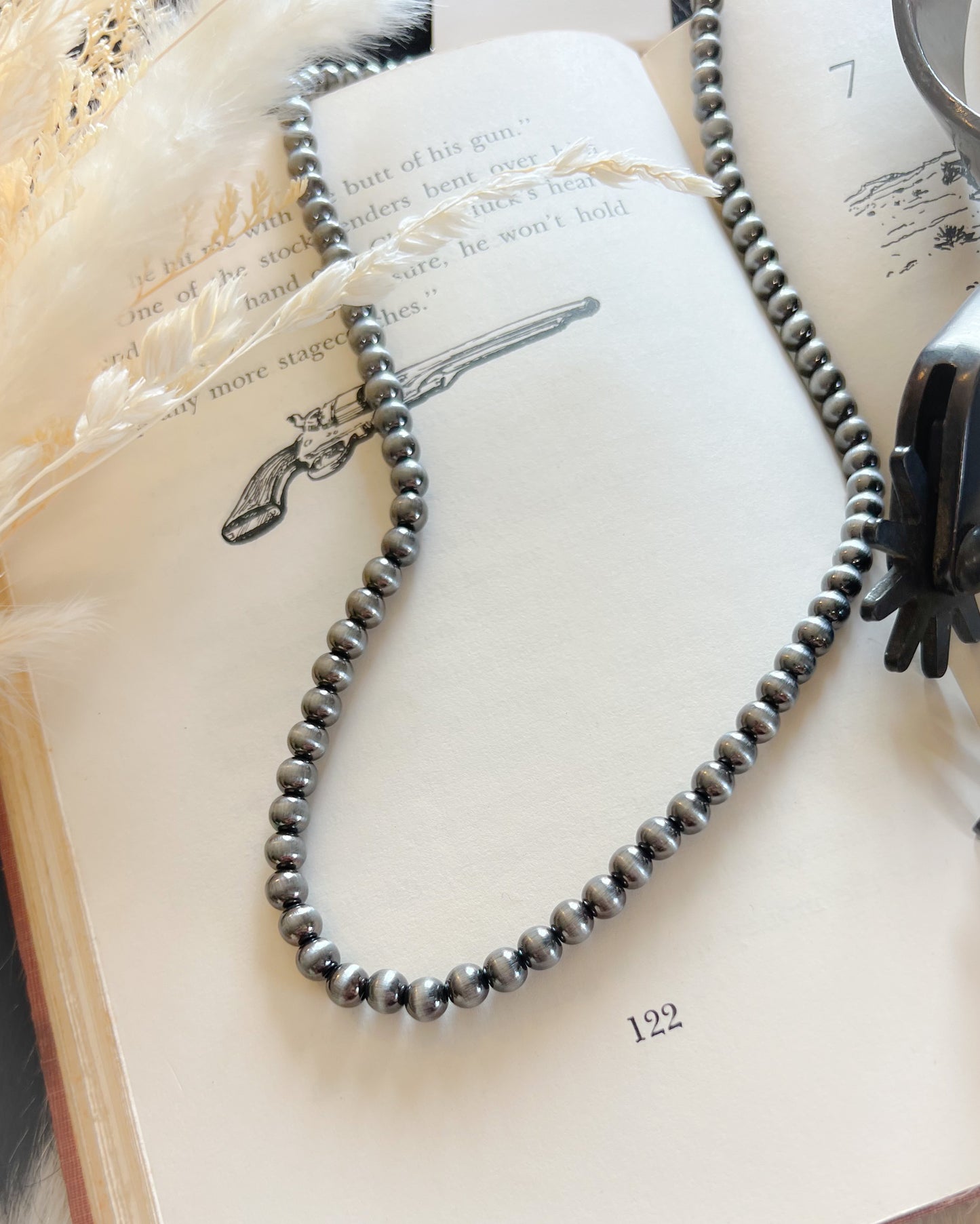 Navajo Style Pearl Necklace - 6mm - 19" - Multiple Colors