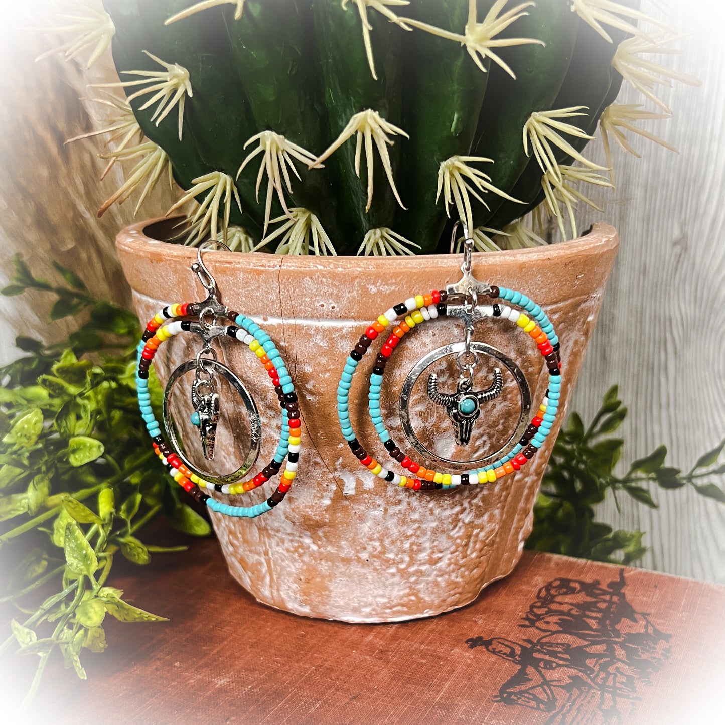 Steer Head Beaded Earrings