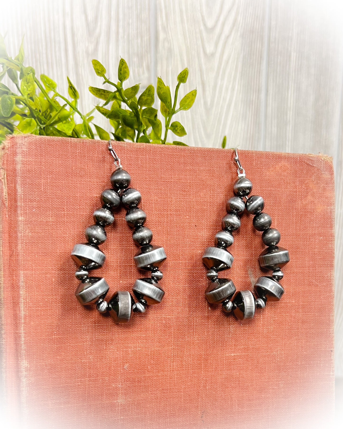 Navajo Style Pearl Teardrop Earrings