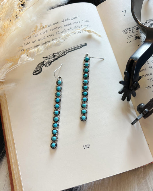 Western Round Stone Bar Dangle Earrings