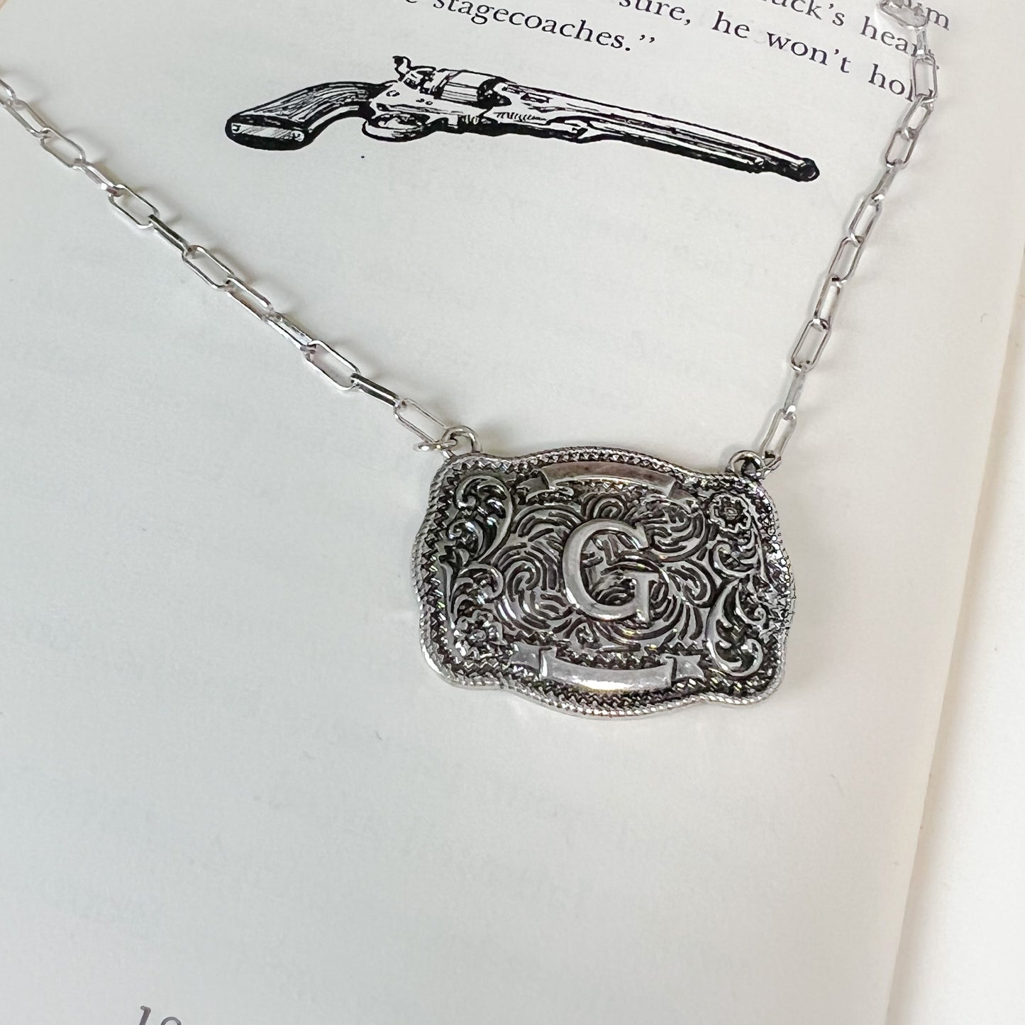 Western Buckle Initial Necklace