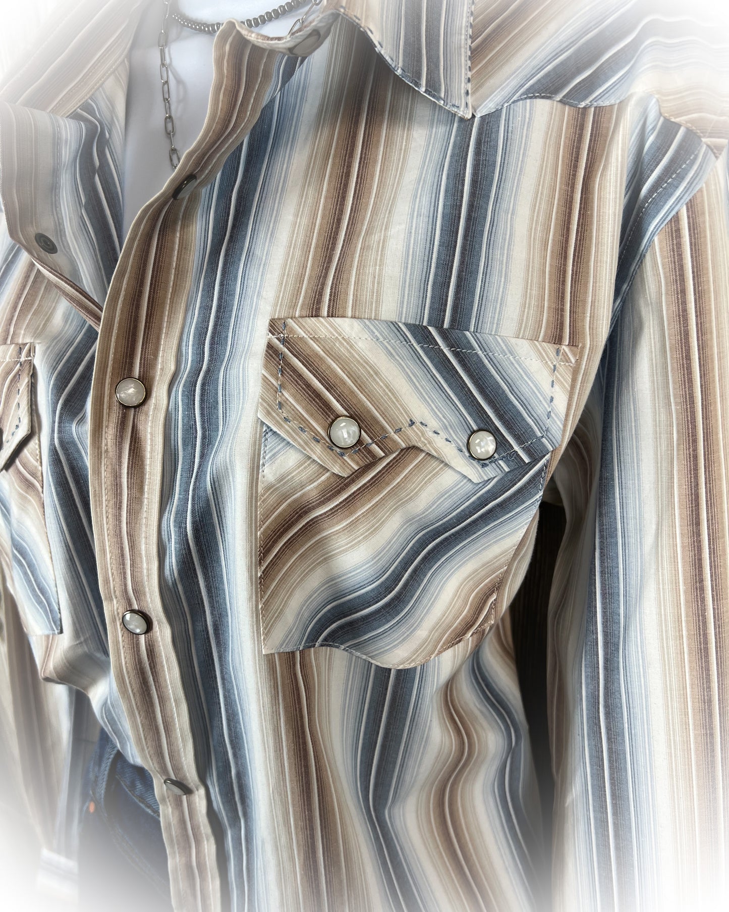 Vintage Style Pearl Snap Punchy Long Sleeve