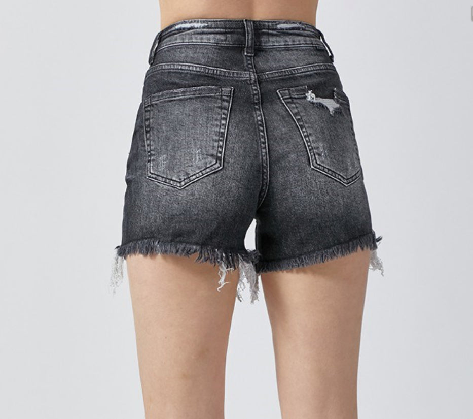 Abby High Rise Risen Shorts - Black
