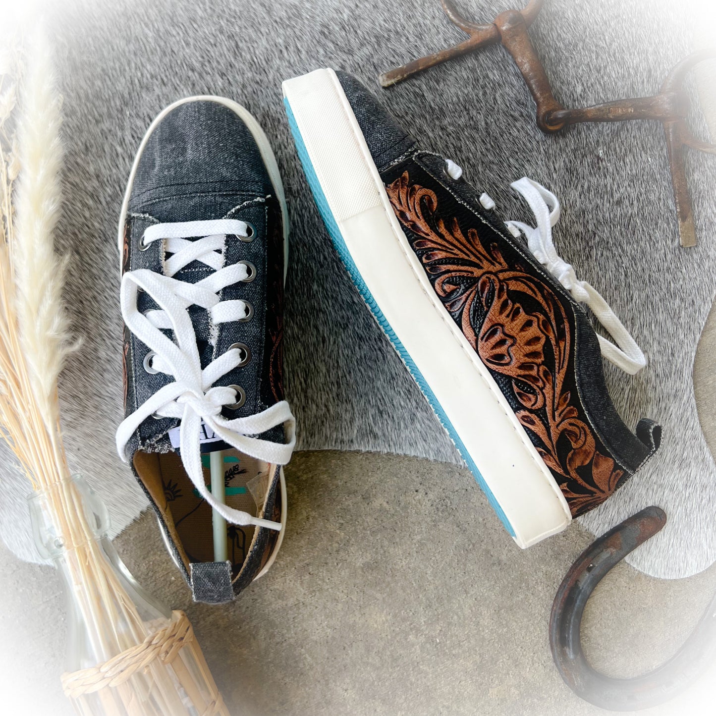 Mikayla's Favorite Western Tooled Leather Sneaker